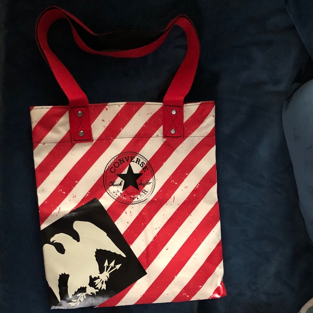 Converse Red and White Striped Tote